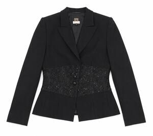 Escada Couture Black Beaded Corset Waist Blazer Jacket DE 36 US 6 Luxury